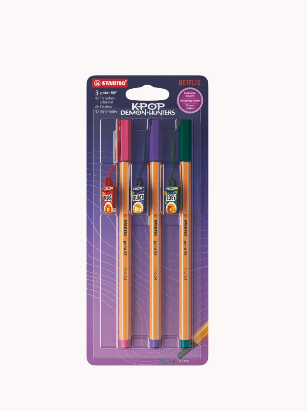 Set STABILO point 88 KPop Demon Hunters – Fineliner con charm da collezione