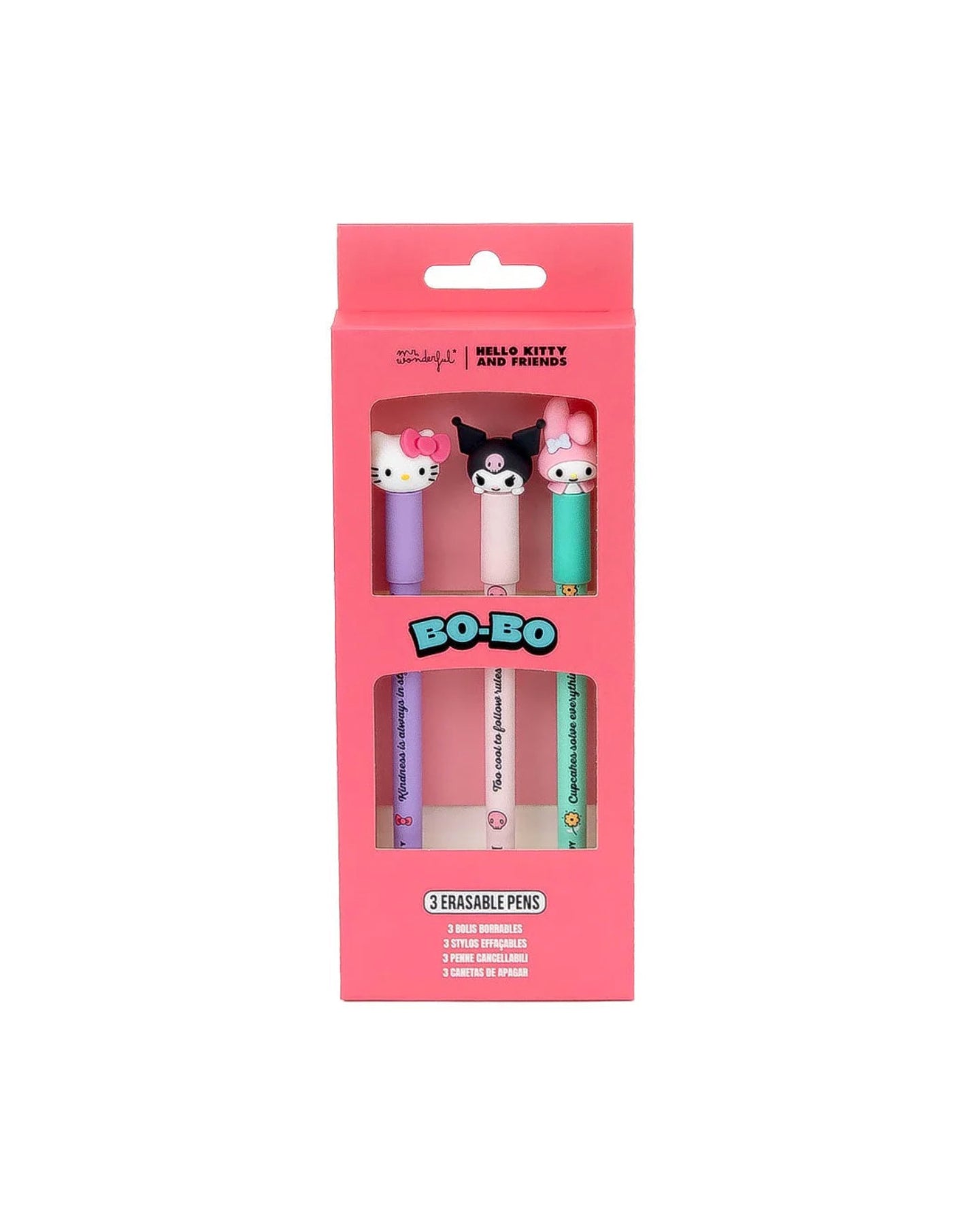 Set 3 Penne Cancellabili Bo-Bo Hello Kitty, My Melody e Kuromi – Mr. Wonderful