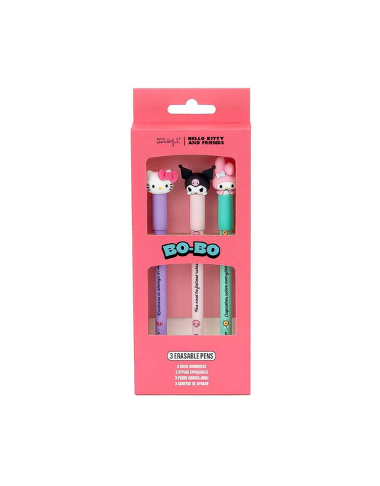 Set 3 Penne Cancellabili Bo-Bo Hello Kitty, My Melody e Kuromi – Mr. Wonderful