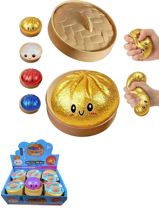 Squishy Bun Rainbow Mystery - Golden Glitter Dumpling - One Set Sugar Edition