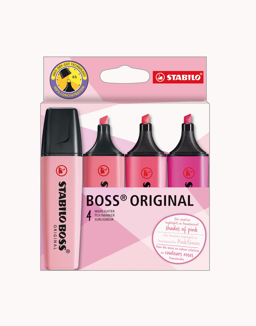 Evidenziatore STABILO BOSS ORIGINAL Shades of Pink - Astuccio da 4 colori rosa