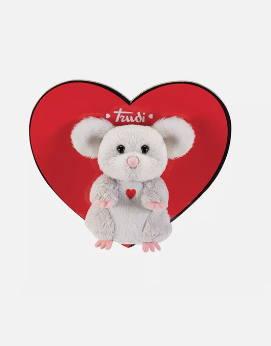 Trudi Sweet Collection Topolino con Cuoricino - Portachiavi Peluche Dolce e Soffice