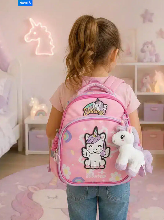 Zaino Asilo Unicorn 9 Litri Colourbook con Peluche Omaggio