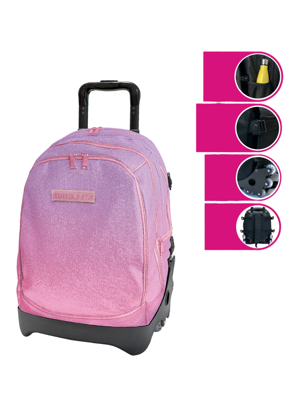 Zaino Trolley Crooss Gradient Rosa Viola Tinta Unita Glamour